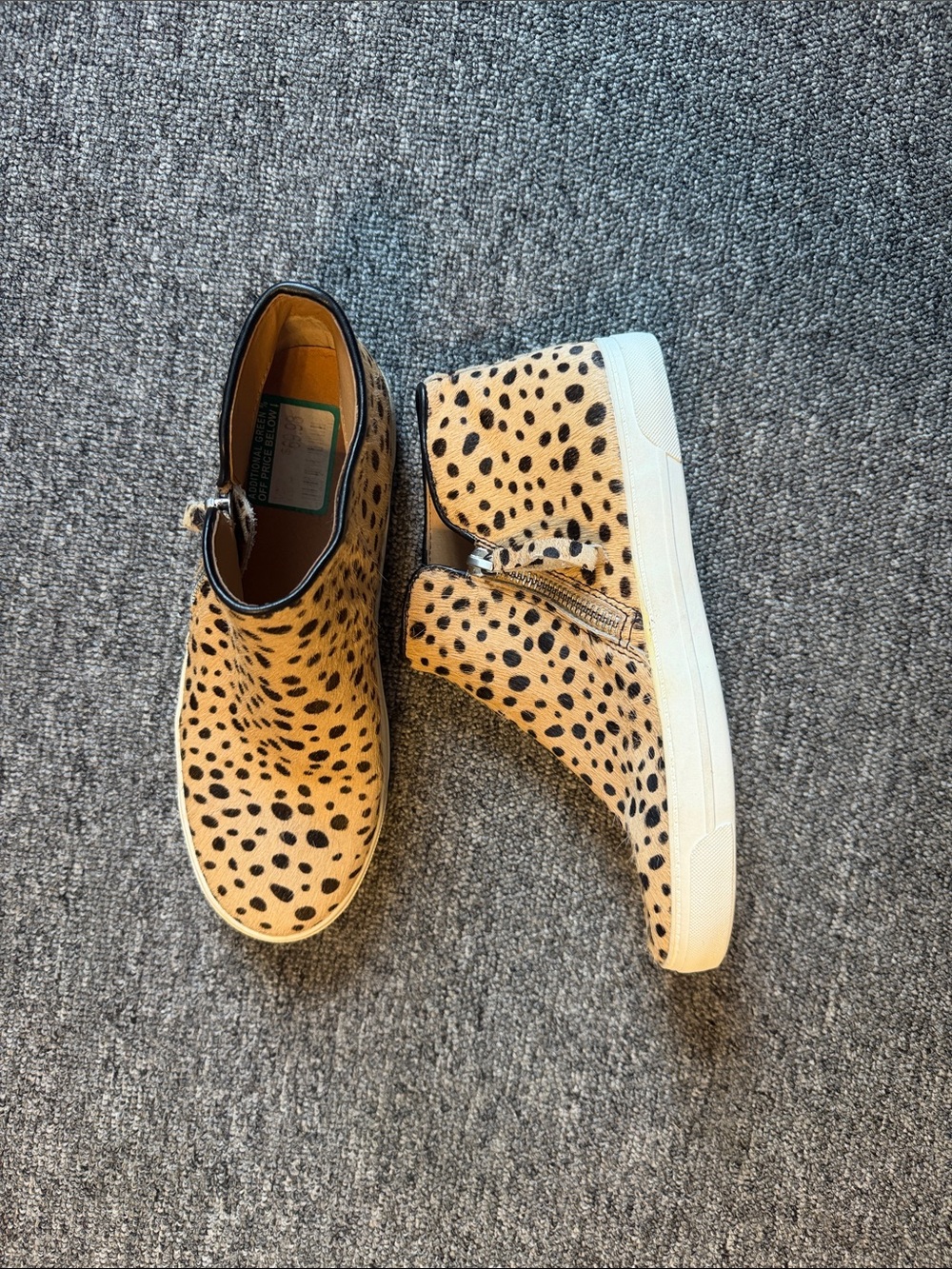 Crown Vintage Leopard-Print High-Top Sneakers in Tan and Black